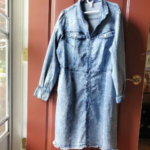 Cato Blue Denim Dress With Raw Hem  Can Be Worn As A Duster 18W